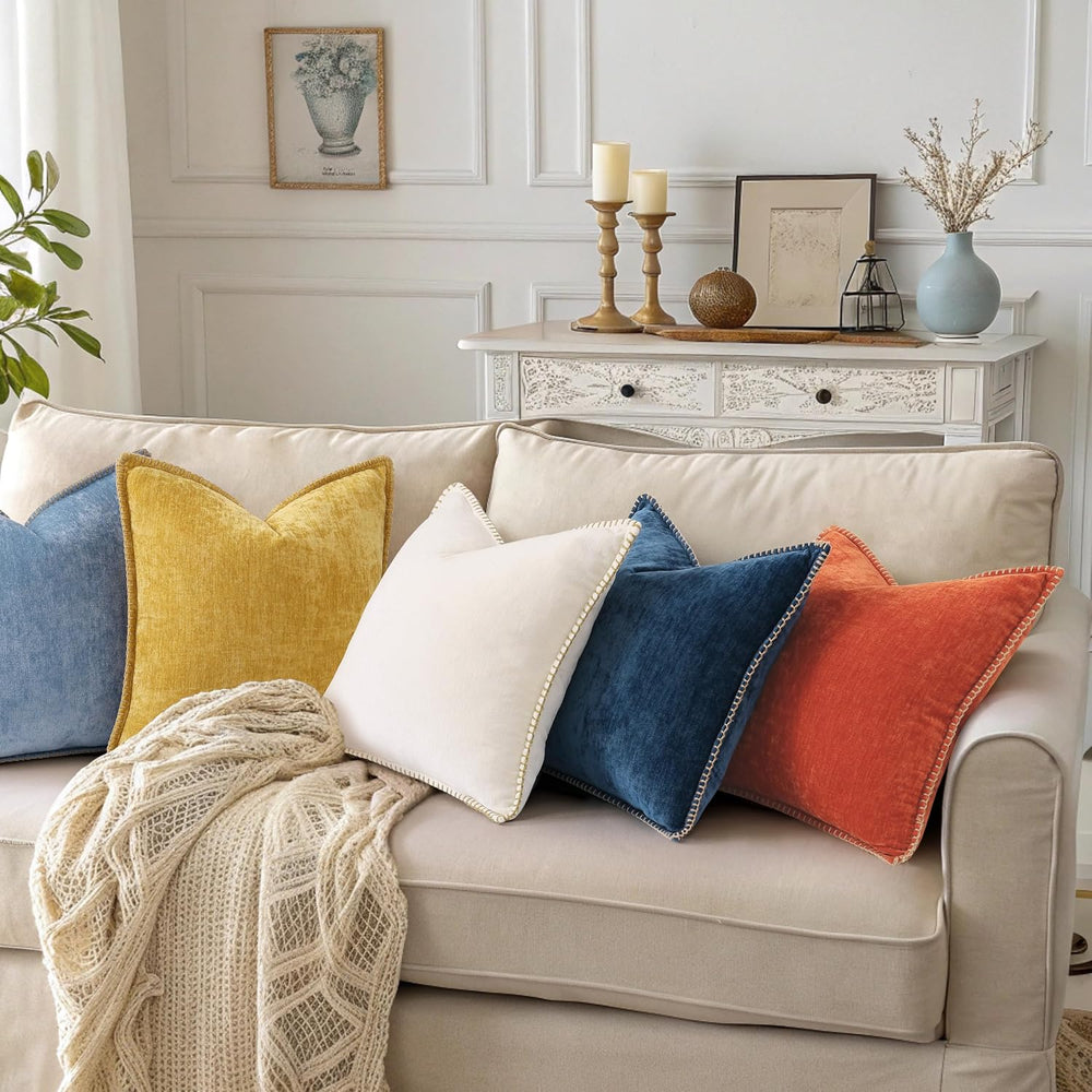 decorUhome Soft Chenille Throw Pillow Covers 22x22 Set of 2 Poseidon