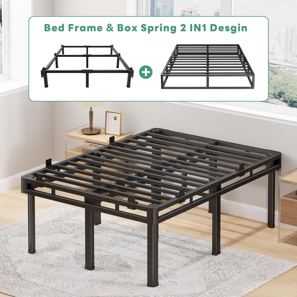 Superay 24 inch HIgh King Bed Frame with Rounded Legs, Double Layer Design