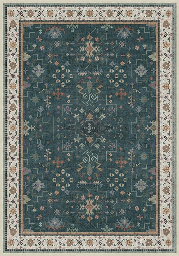 Hazo Haus Dark Green Vintage 7x10 Washable Rugs - Image 2