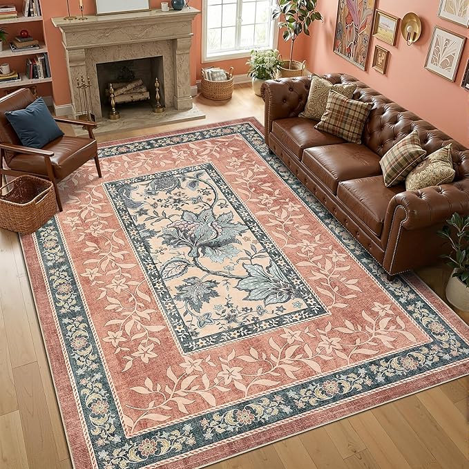 GarveeHome Terracotta Teal 8x10 Area Rugs by GarveeHome