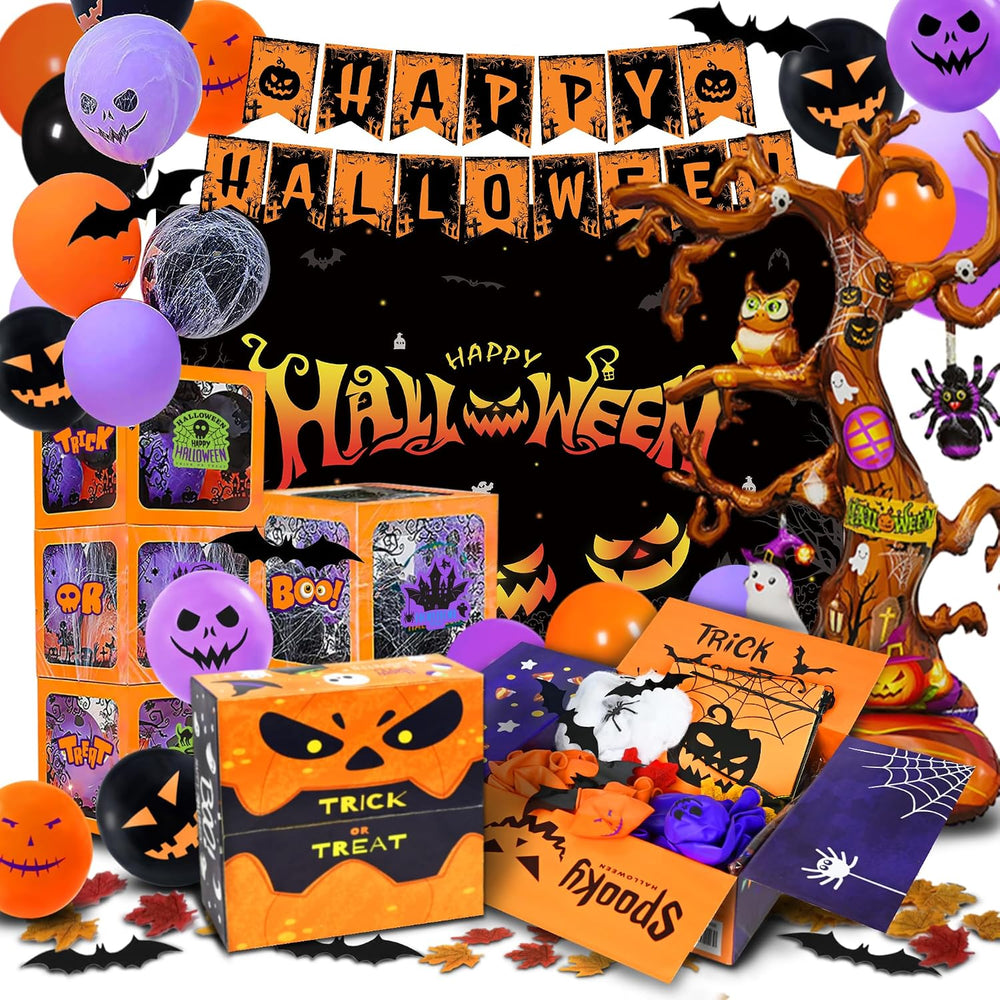 Halloween Party Decorations Kit,4 Pcs Outdoor Indoor Boxes with LED Light Str...