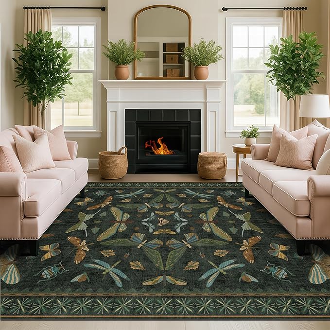 6x9 Dark Green Area Rugs for Dining Room - Image 8