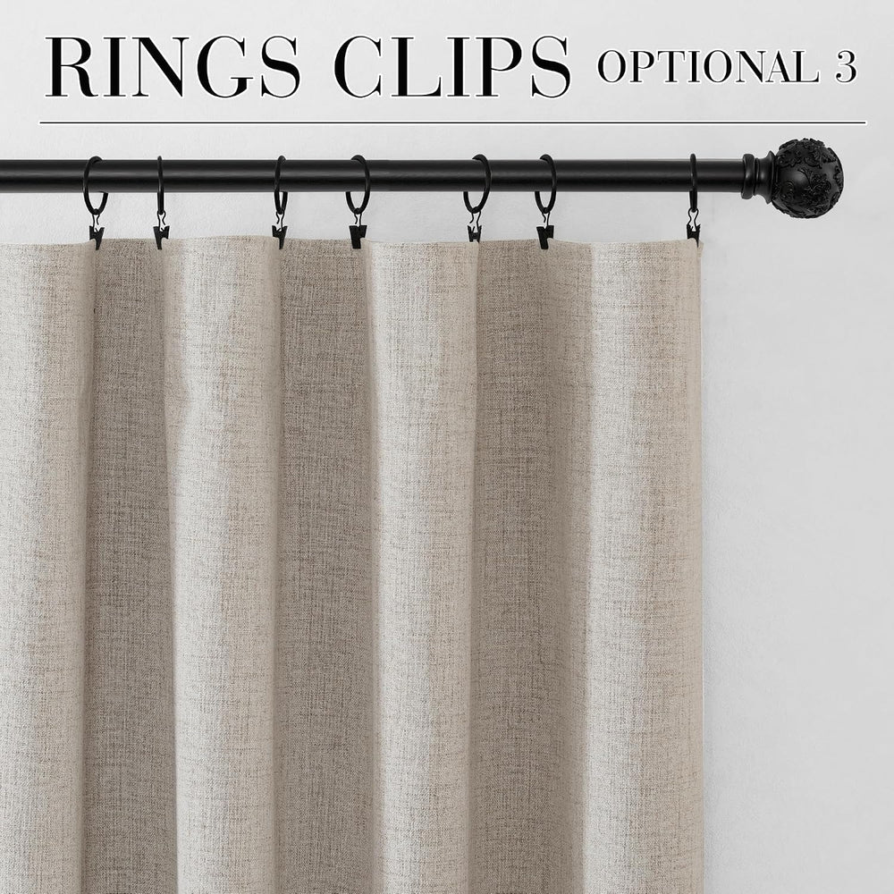 RYB HOME 45 Inch Long Natural Beige 100% Blackout Short Curtains