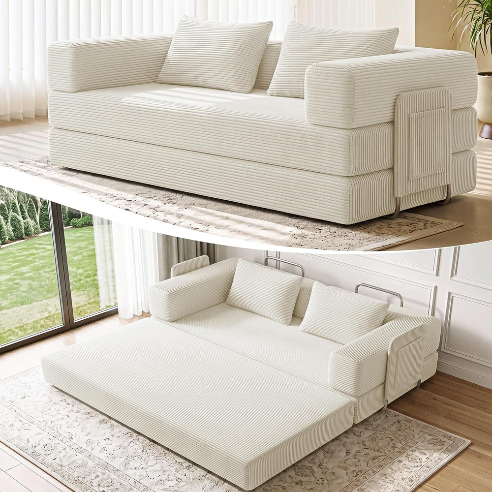 78" 5-in-1 Convertible Futon Sofa Bed, Boneless Couch for Living Room