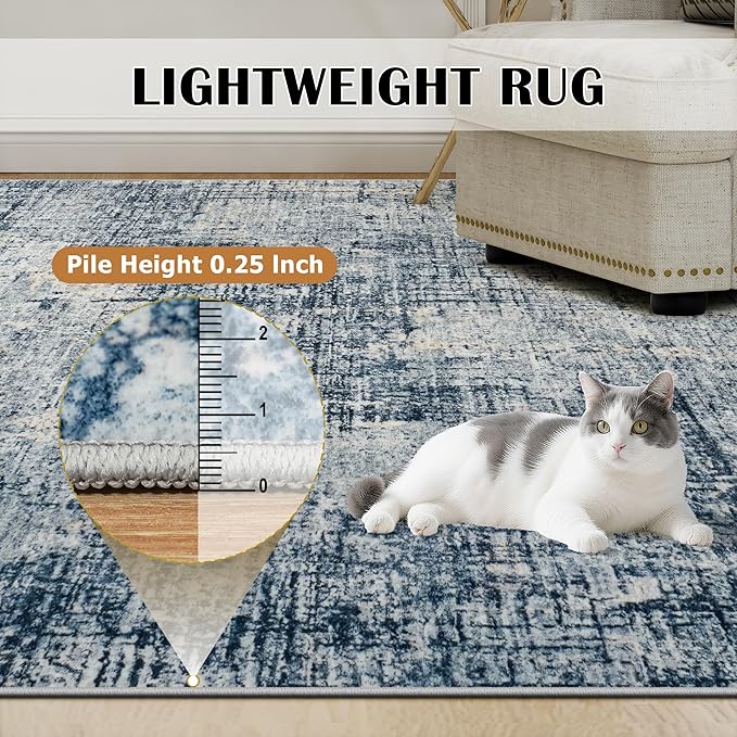 9x12 Area Rugs for Living Room Washable Rug: Anti-Skid Abstract Modern Living - Image 7