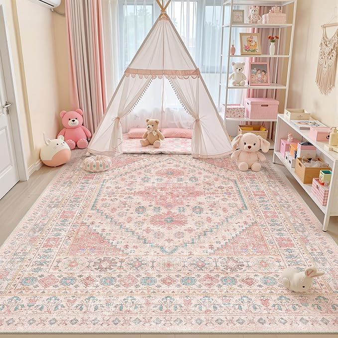 zesthome 10x12 Area Rugs for Girls Bedroom, Low Pile Machine Washable Rugs - Image 4