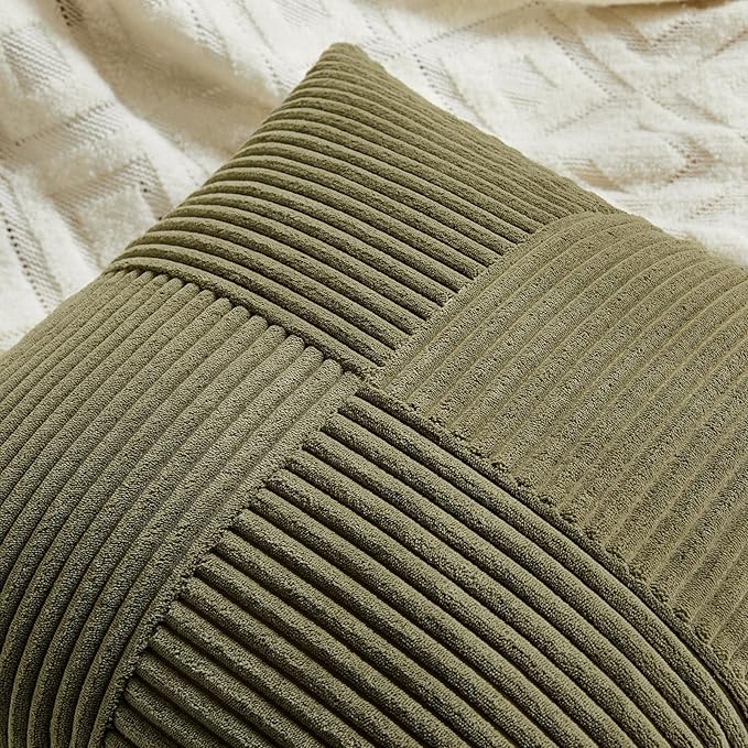 Fancy Homi 2 Packs Olive Green Lumbar Decorative Throw Pillow Covers 14x22 Inch - Image 3