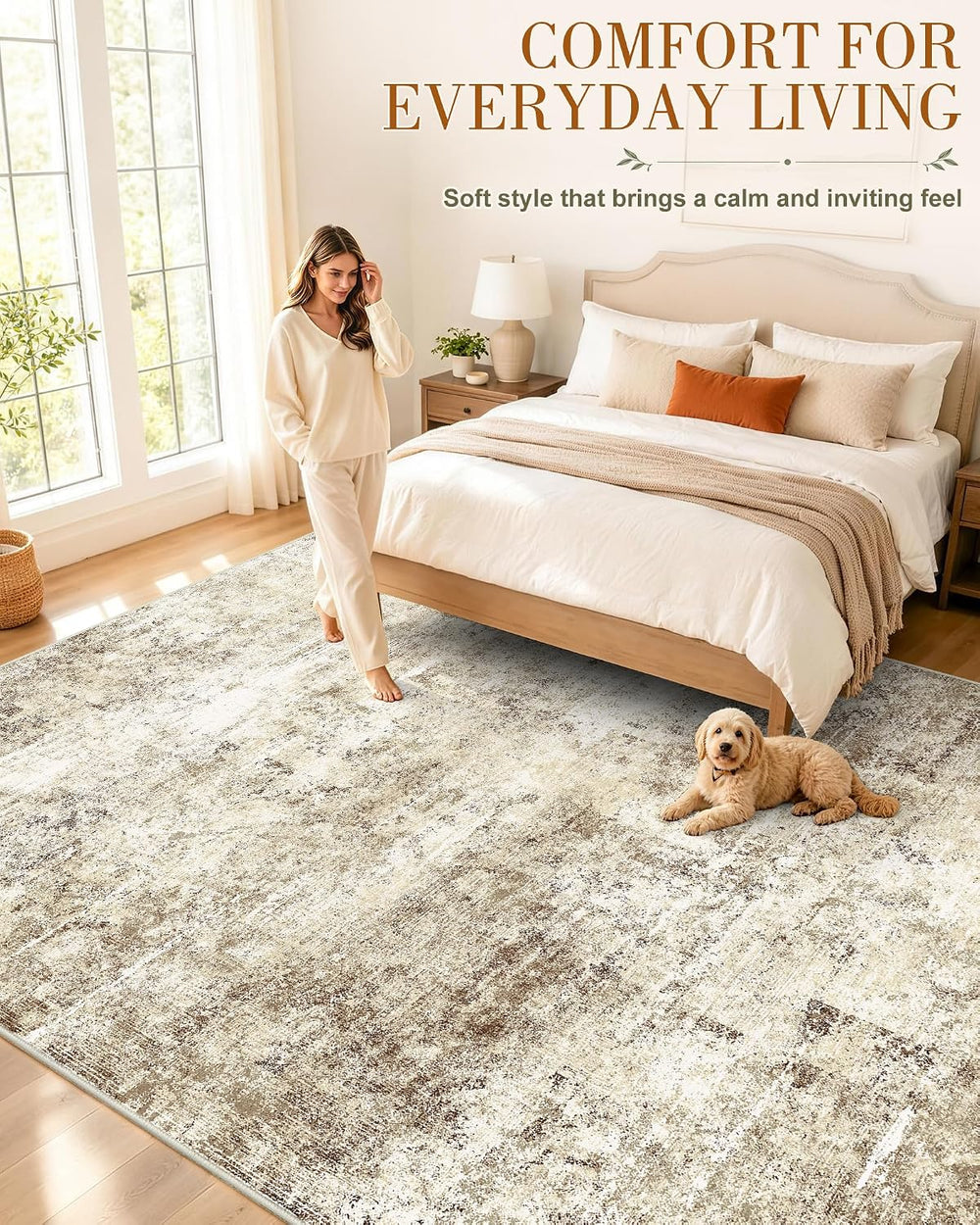 OLANLY 8x10 Washable Area Rug, Soft Non Slip Carpet for Bedroom Living Room