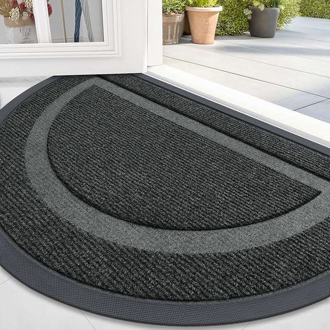 OLANLY Half Circle Door Mat Indoor Outdoor Entrance Welcome, Waterproof by OLANLY