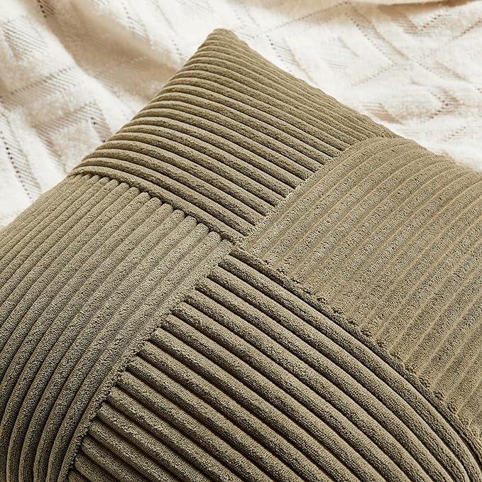 Fancy Homi 2 Packs Olive Green Big Decorative Throw Pillow Covers 24x24 Inch - Image 3