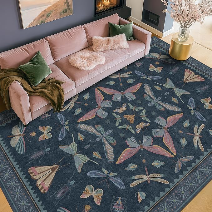 Boho Living Room Area Rug 6x9, Non Slip Dining Room Rugs by HazoHaus