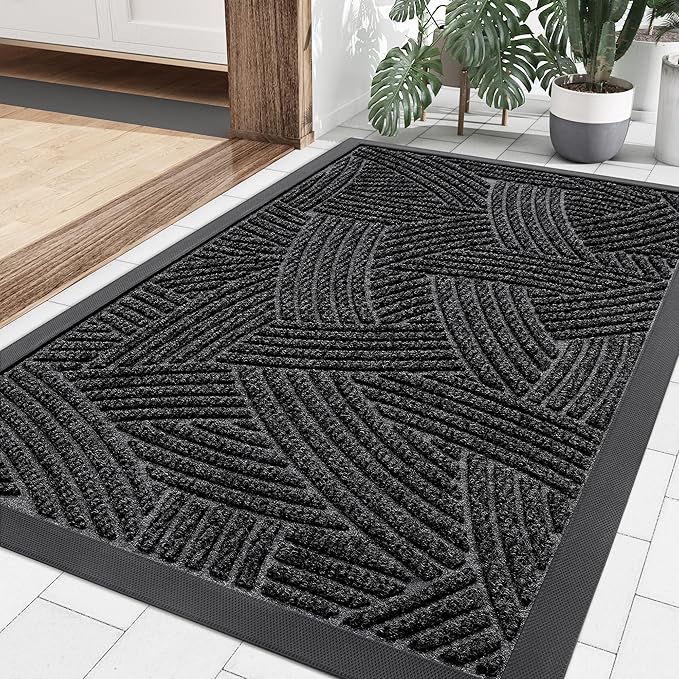 Smiry Front Door Mat Outside Entrance, Heavy Duty Sturdy Natural Rubber Doormat by Smiry