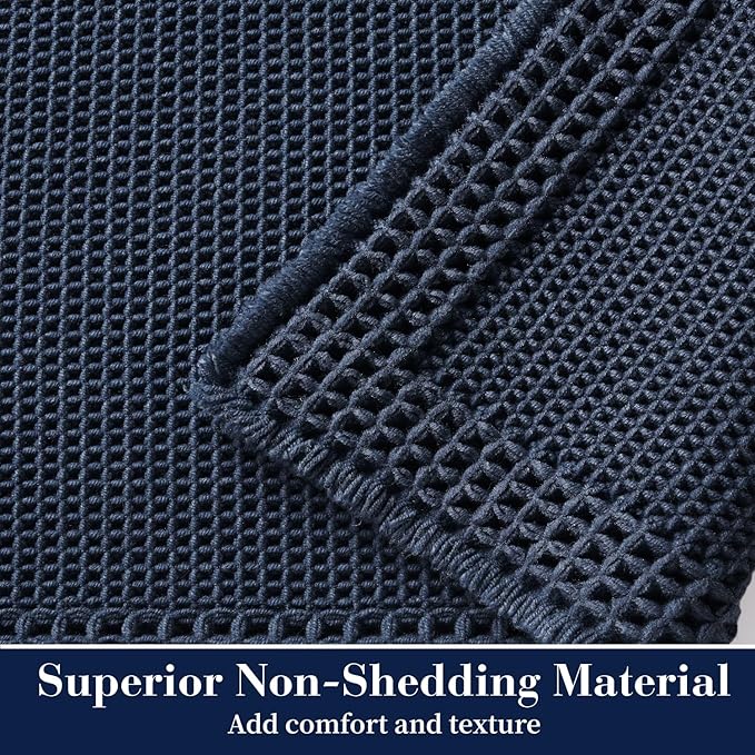 RESARE Waffle Bathroom Runner Rugs, Super Absorbent Bath Mat Non Slip Washable - Image 2