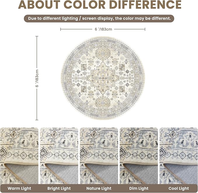 zesthome Washable Round Area Rugs - Image 2