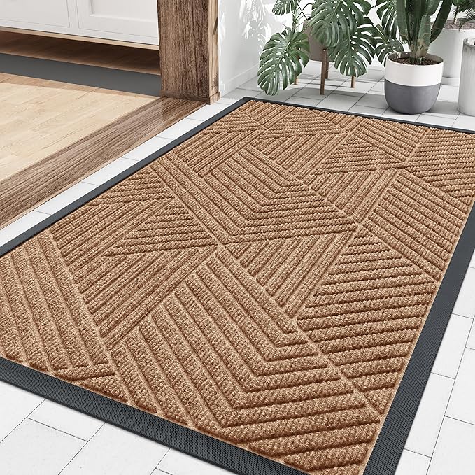Smiry Front Door Mat Outside Entrance, Heavy Duty Sturdy Natural Rubber Doormat by Smiry