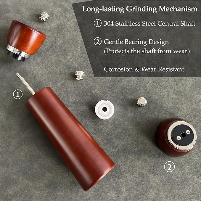 TLYSXPRO Wooden Salt and Pepper Grinder Set – Refillable Salt and Pepper Mill - Image 5