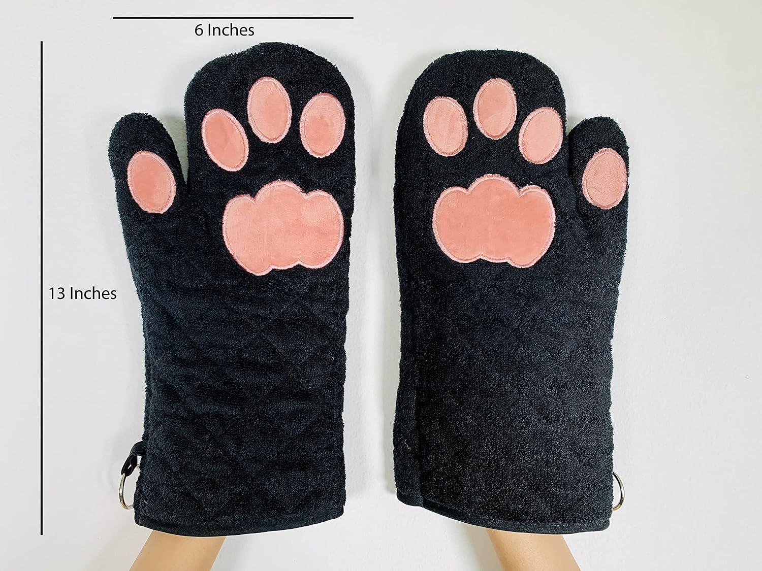 Cricket & Junebug Oven Mitts Cat Paws - Black & Pink