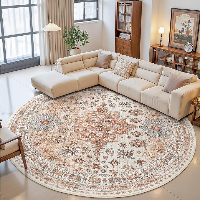 zesthome 9ft Round Rugs for Living Room, Non-Slip Washable Round Area Rugs by Zesthome
