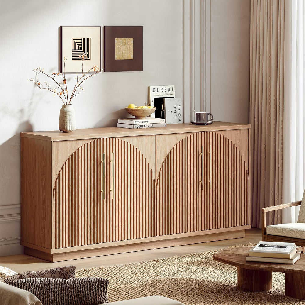 130" Arched Sideboard Buffet Cabinet with Storage, Credenza