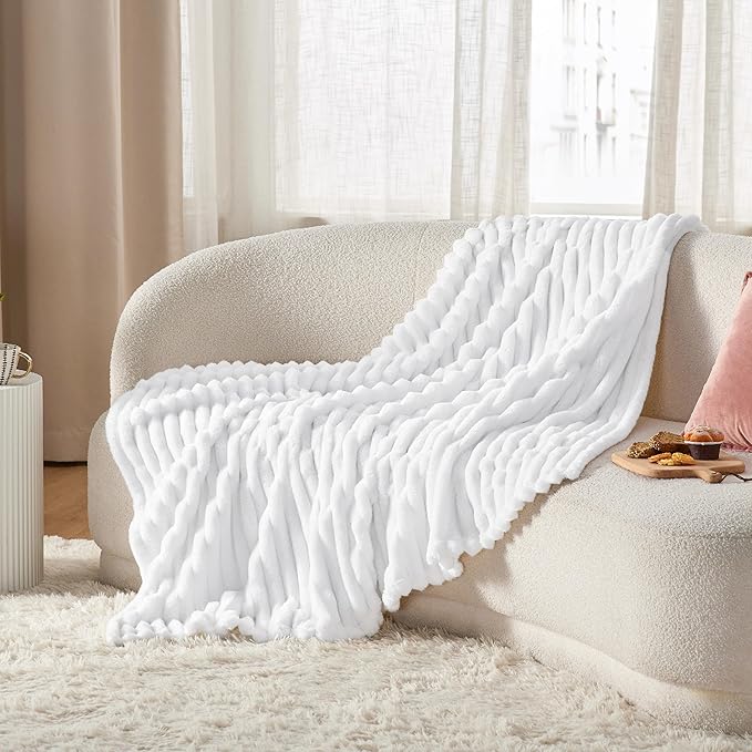 Bedsure GentleSoft Bright White Throw Blanket - Image 5