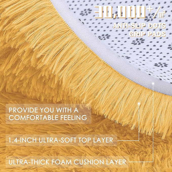 OLANLY Mustard Yellow Round Rugs - Image 5