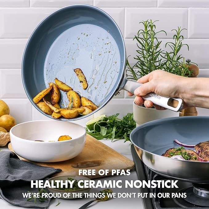 GreenPan Treviso 9.5” and 11” Frying Pan skillet Set, Non-Toxic PFAS-Free - Image 2