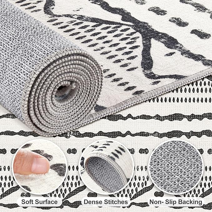 Nakagishi Area Rug Living Room Rugs: 6X9 Machine Washable Boho Large Neutral - Image 3