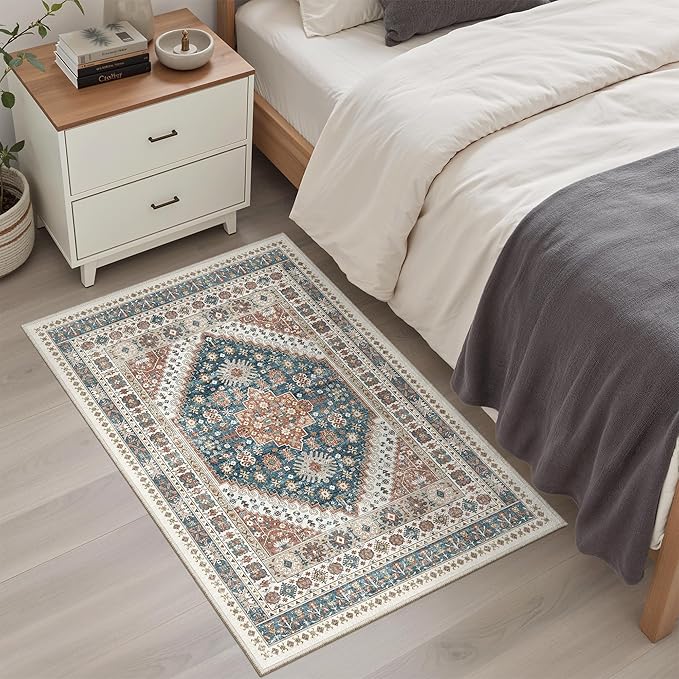 Madane Washable Area Rug 2x3, Small Entryway Rug Non-Slip Vintage Door Mat - Image 4