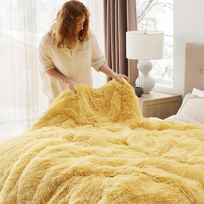 Bedsure GentleSoft Fluffy Yellow Throw Blanket, Room Decor Yellow Gifts - Image 5