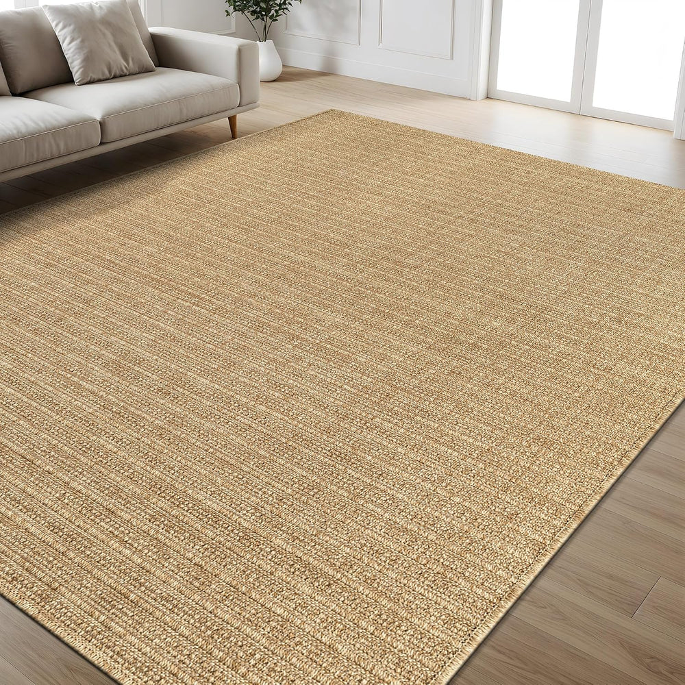Washable Easy Jute Rug 9x12 Indoor Outdoor Rug Striped Fiber Rug Area Rug Boh...