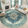 RELEANY Area Rugs 8ft Washable Non-Slip, Floral Vintage Distress Print Pattern by RELEANY