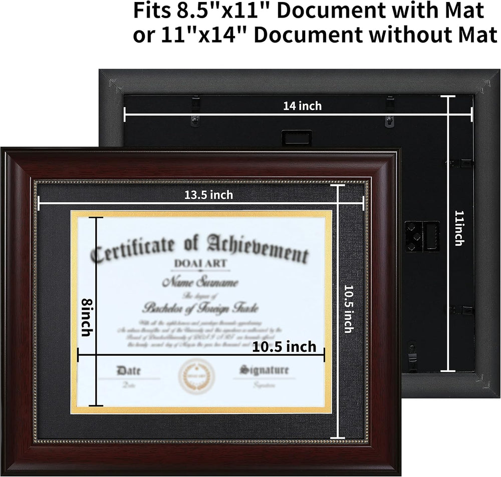 DOAI ART 8.5 x 11 Diploma Frame Set of 4 Classic Mahogany with Black and Gold...