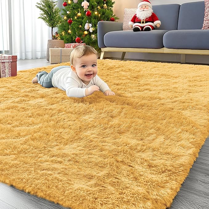 OLANLY Area Rugs for Living Room Bedroom, Machine Washable 4x5.9 ft Soft Fluffy by OLANLY