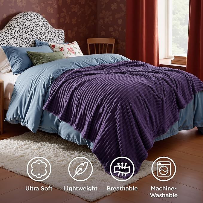 Bedsure GentleSoft Purple Twin Blanket - Image 5