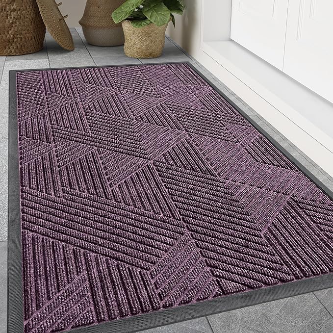 Smiry Front Door Mat Outside Entrance, Heavy Duty Sturdy Natural Rubber Doormat by Smiry