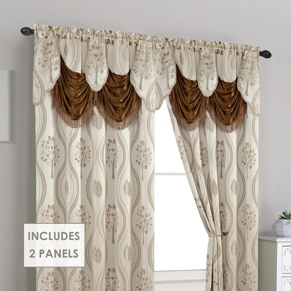 Elegant Comfort Luxurious Beautiful Curtain Panel Set with Attached Valance a...