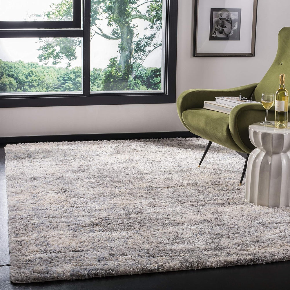 SAFAVIEH Berber Shag Rug 6'x9', Soft Plush Modern Grey Blue & Cre...