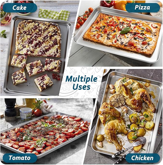 TeamFar Baking Sheet Pan, 6 Pack Stainless Steel Half Size Baking Pans Set