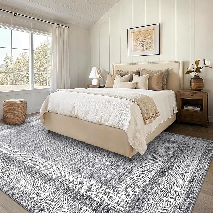 GarveeHome Modern Geometric Area Rug 5x7 Distressed Bordered Rug Washable Non - Image 7
