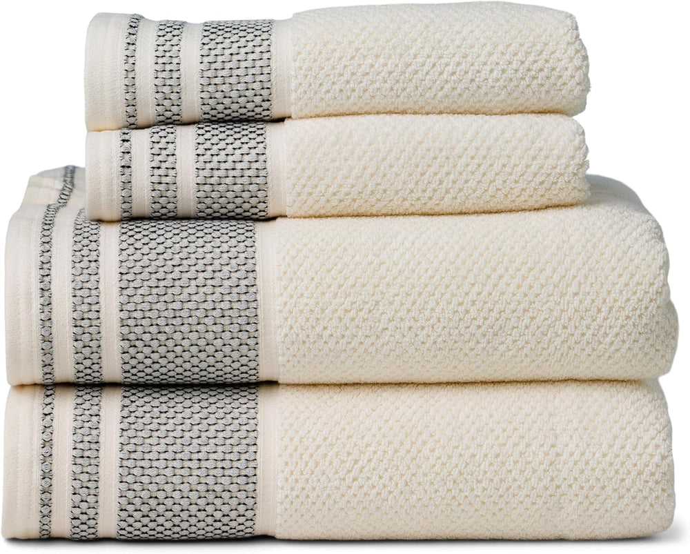 Texere 100% Organic Cotton Rice Weave Jacquard 700 GSM Luxury Bath Towel Set ...