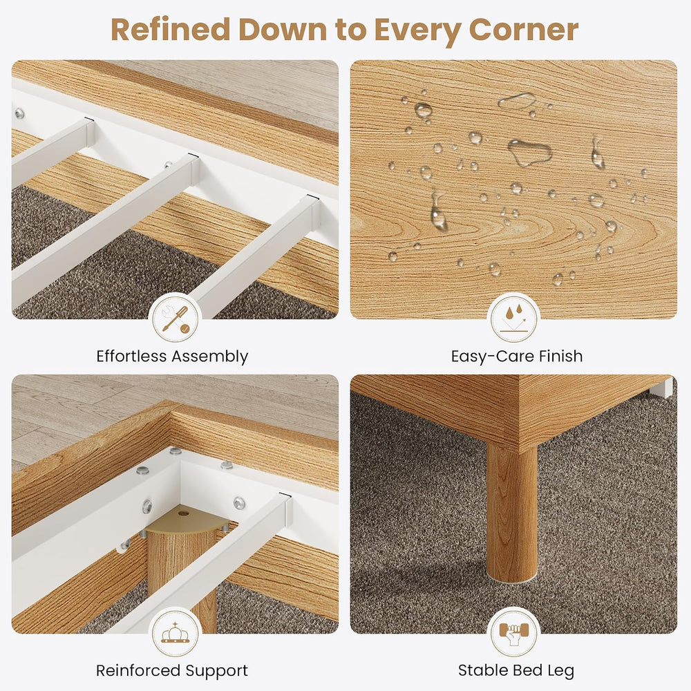 SHA CERLIN Full Size Wood Platform Bed, 7.9" Under-Bed Storage, Natural