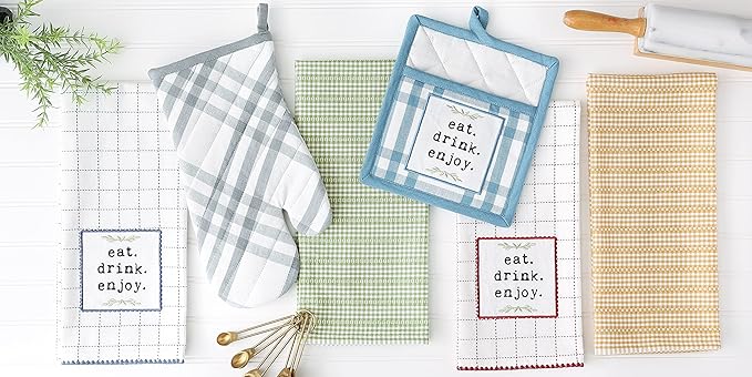 DII Home Sweet Farmhouse Kitchen Collection, Potholder/Oven Mitt/Dishtowel Set - Image 5