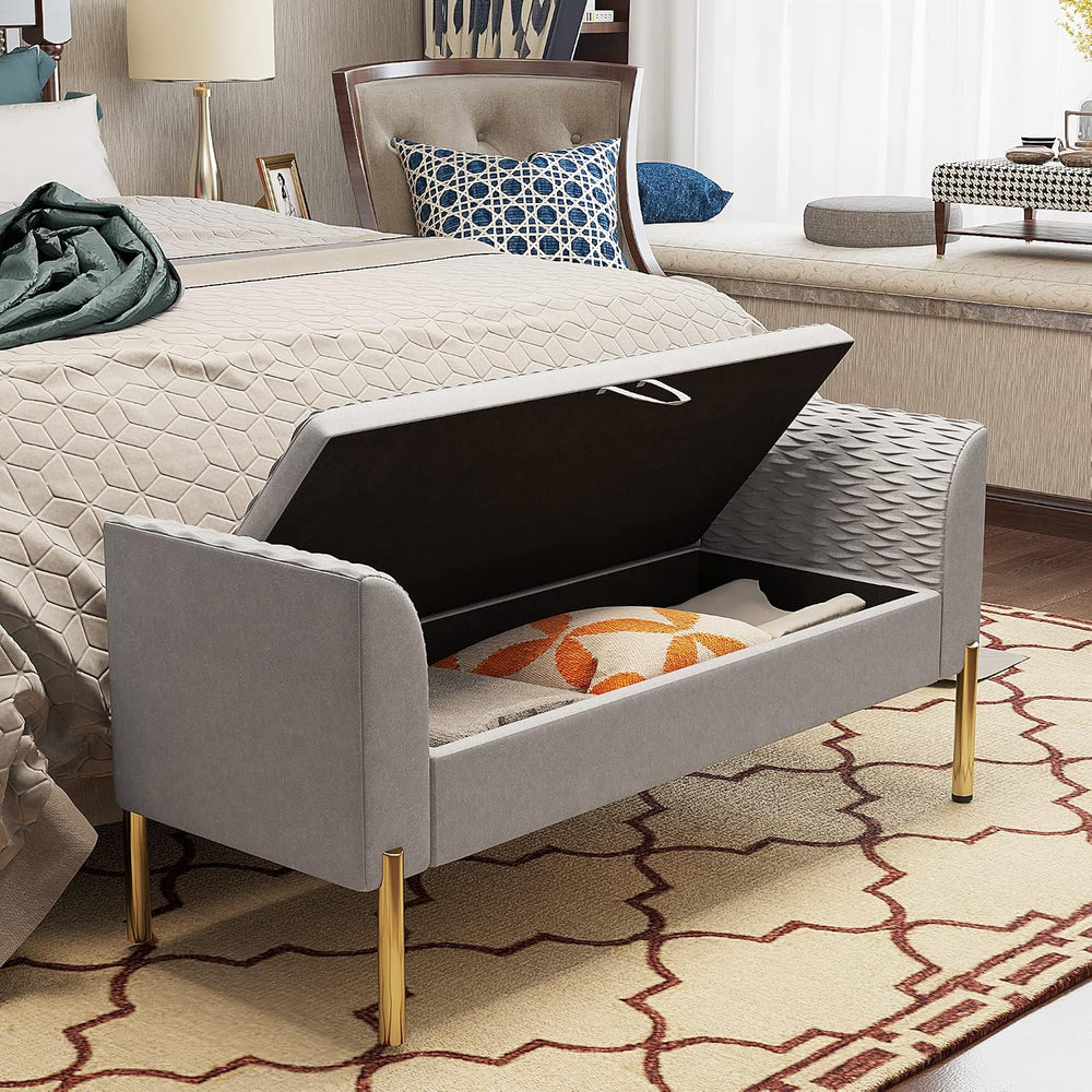 ALISH Storage Bench,Upholstered Storage Ottoman Bench,Modern Bed Bench Entryw...