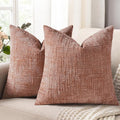 decorUhome Summer Pink Chenille Throw Pillow Covers 20x20 Set of 2 Textured by decorUhome