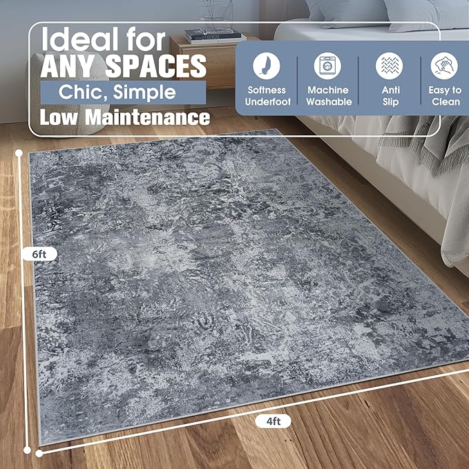4x6 Area Rugs for Living Room Rug Washable: Abstract Rug for Dining Room - Image 2