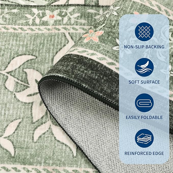 GarveeHome Provence Sage Green Area Rugs 10x13 Living Room, Botanical Grove - Image 7