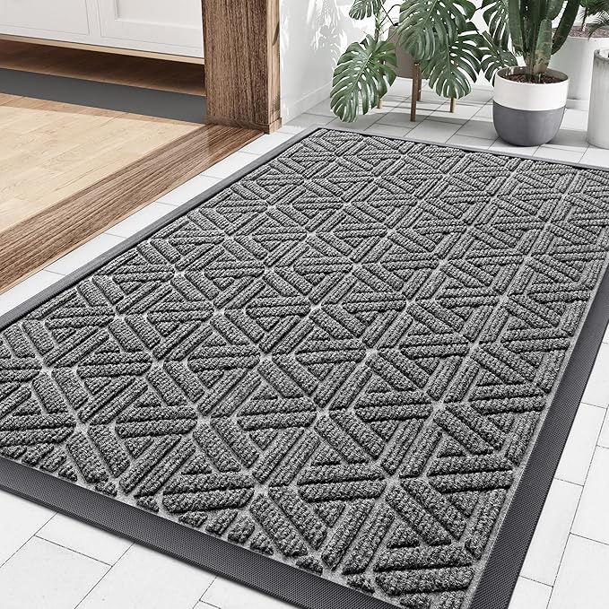 Smiry Front Door Mat Outside Entrance, Heavy Duty Sturdy Natural Rubber Doormat by Smiry
