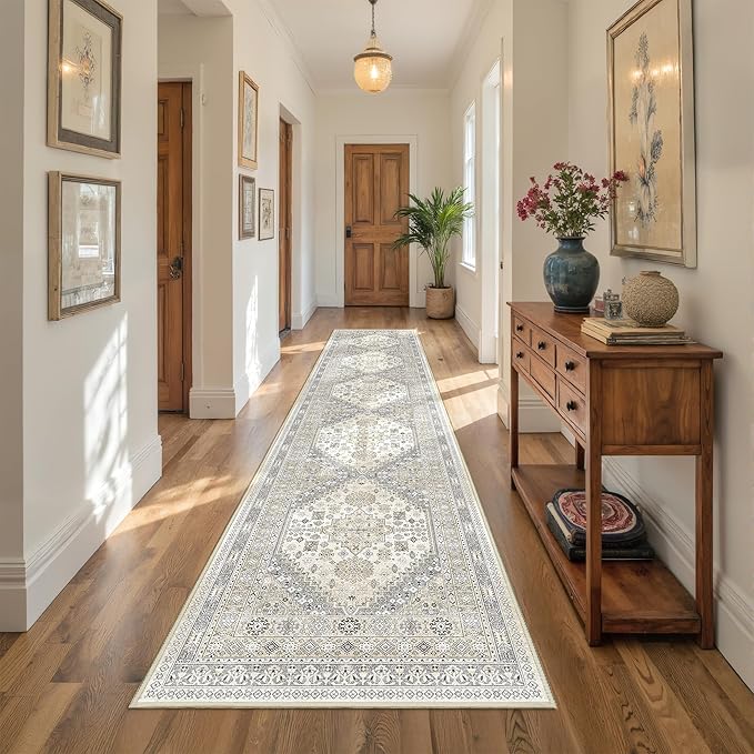 Carpet Runners for Hallway 12ft, Non-Slip Long Bathroom Rugs Runner for Kitchen by Restydon