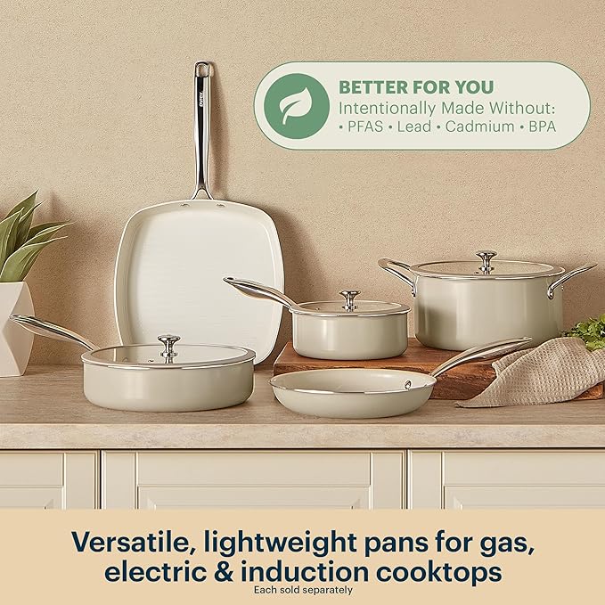 Pyrex 10.8-Inch Deep Fry Pan Ceramic Cookware - Image 2