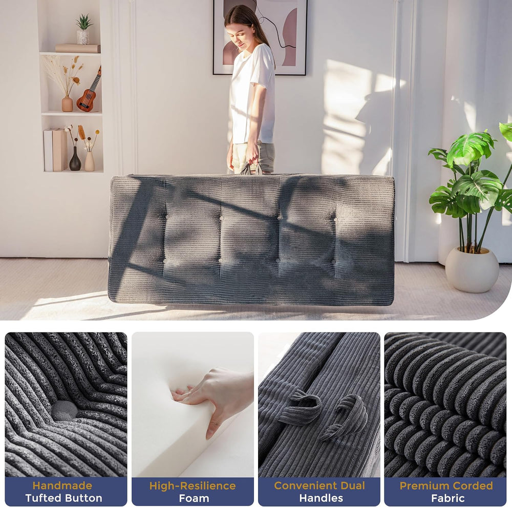 MAXYOYO Foldable Sofa Couch Bed, 4 Inch Tufted Folding Couch, Portable Floor ...
